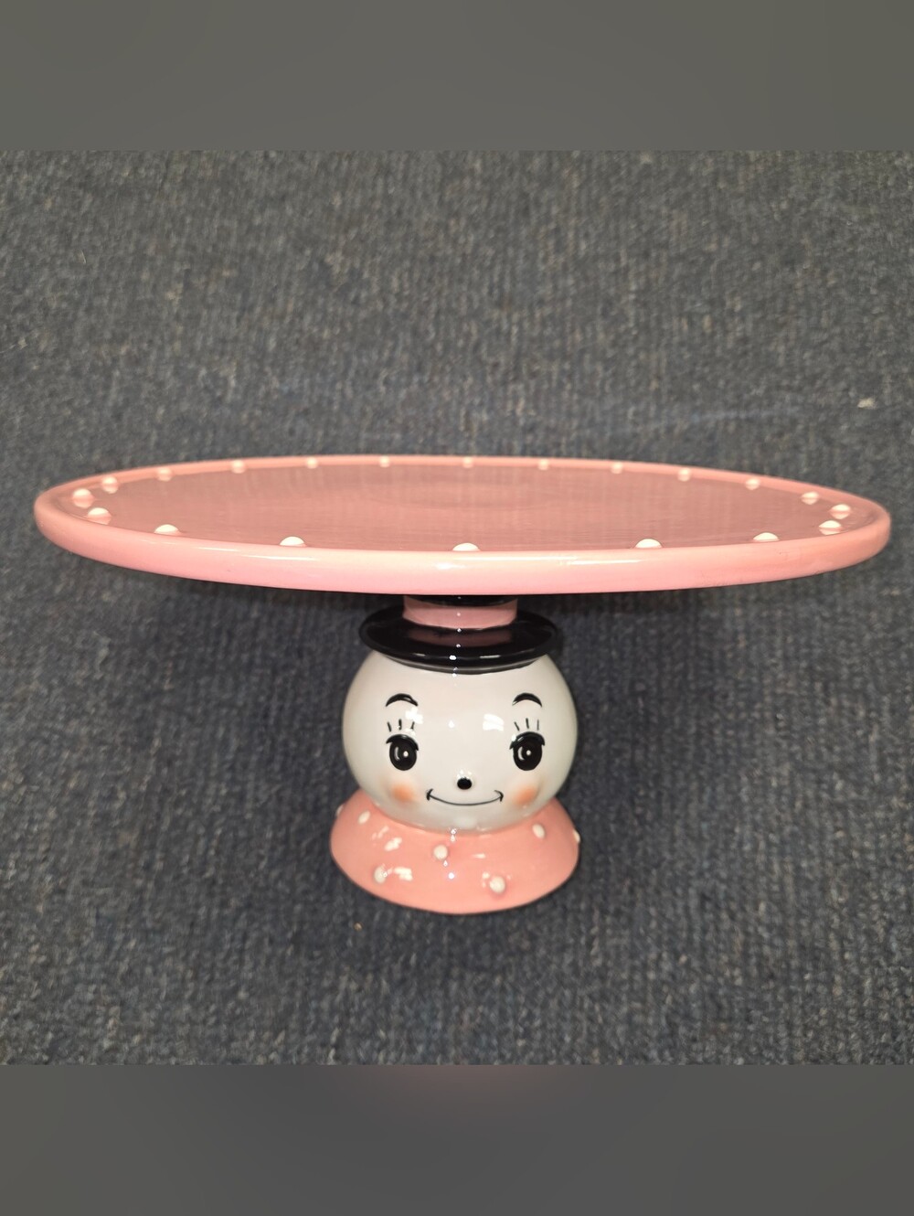 Johanna Parker Pink Snowman Cake Stand EUC Viral!